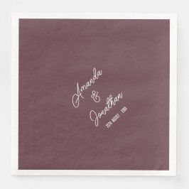 Elegante Minimalistische Lila Braun- und Weißhochz Serviette