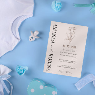 Elegante Minimalistische Linie Art Hochzeit Einlad Einladung