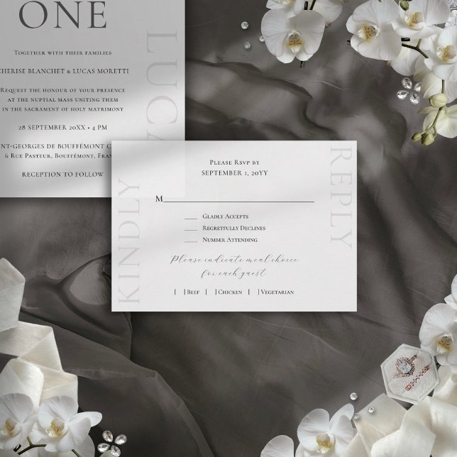 Elegante Minimalistische Luxushochzeit RSVP Karte (This modern, minimalist RSVP card is elegant and luxurious, perfect for fine art weddings.)