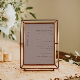 Elegante Minimalistische Mauve Script Custom Weddi Menükarte