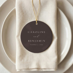 Elegante minimalistische Mocha-Braun-Kalligrafie-H Keramik Ornament