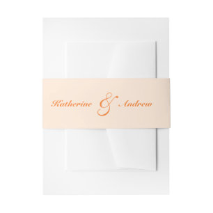 Elegante minimalistische moderne Pfirsich-Monogram Einladungsbanderole