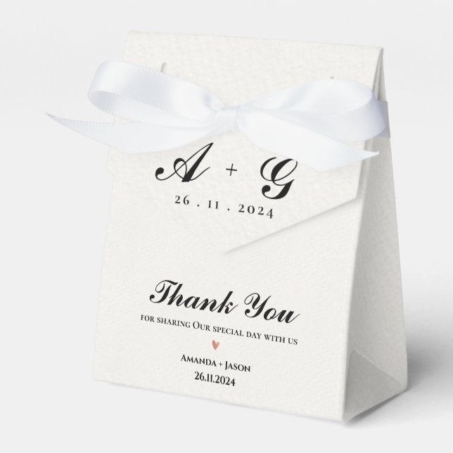 Elegante Minimalistische Monogram Danke Hochzeit Geschenkschachtel (Vorderseite)