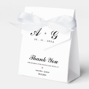 Elegante Minimalistische Monogram Danke Hochzeit Geschenkschachtel