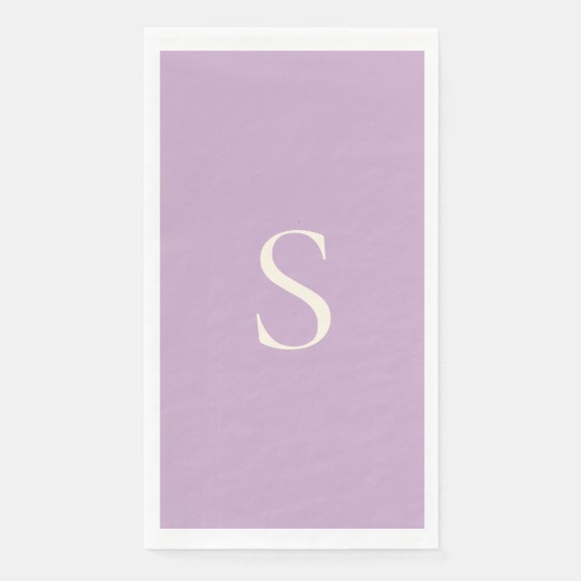 Elegante Minimalistische Monogram Mauve & Ivory Serviette (Vorderseite)