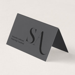 Elegante Minimalistische Monogramm-Faltenkarte Visitenkarten
