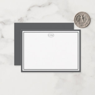 Elegante minimalistische Monogramm-Grau-Zwei-Rahme Mitteilungskarte