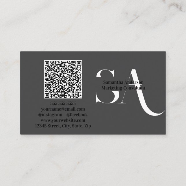 Elegante Minimalistische Monogramm-Visitenkarte |  Visitenkarte (Rückseite)