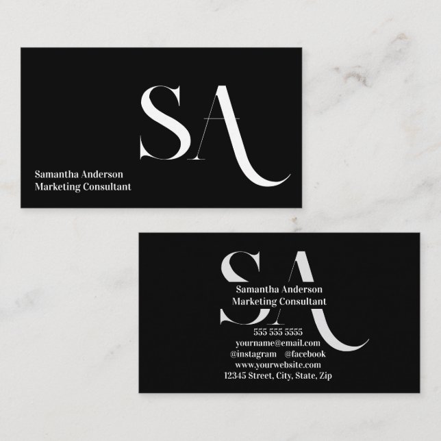 Elegante Minimalistische Monogramm-Visitenkarte |  Visitenkarte (Vorne/Hinten)