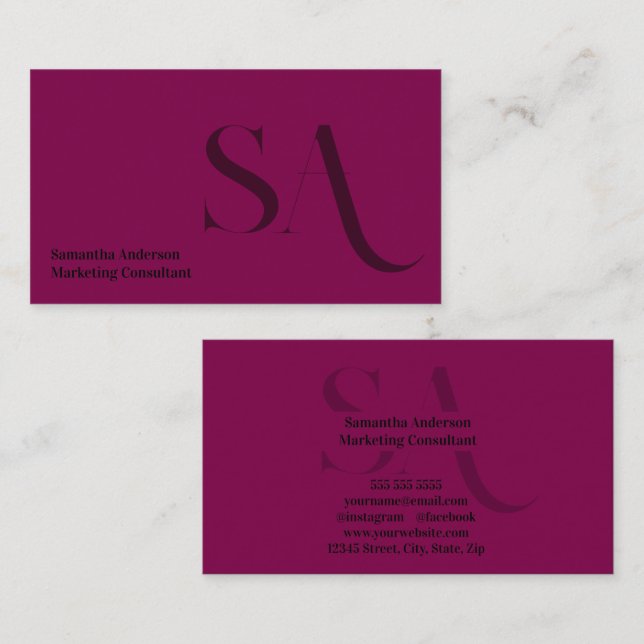 Elegante Minimalistische Monogramm-Visitenkarte |  Visitenkarte (Vorne/Hinten)