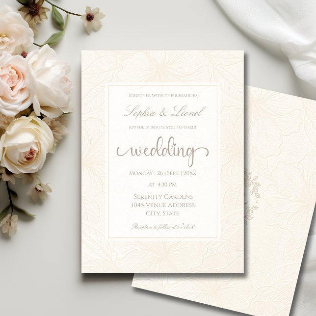 Elegante Minimalistische Monotone Blumenhochzeit Einladung (Von Creator hochgeladen)