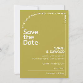 Elegante Minimalistische muslimische Brass White W Save The Date