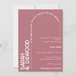 Elegante Minimalistische muslimische Rose Goldweiß Einladung