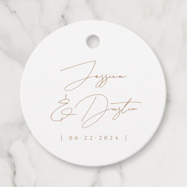 Elegante Minimalistische Namen Datum Gold-Script-H Geschenkanhänger (Vorderseite)