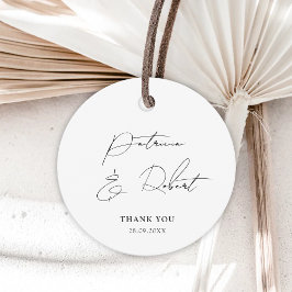 Elegante Minimalistische Namen Datum Schwarze Skri Geschenkanhänger