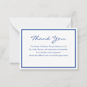 Elegante minimalistische navyblaue Dankeskarte zur Mitteilungskarte