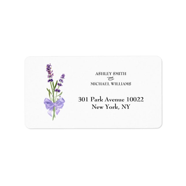 Elegante Minimalistische New Fashion Lavender Wedd Adressaufkleber (Vorne)