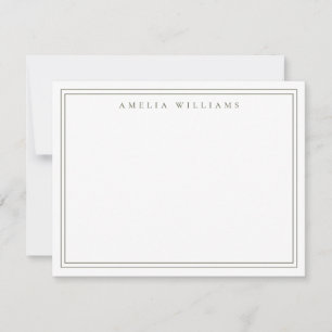 Elegante Minimalistische Olive Green Two Border Mitteilungskarte