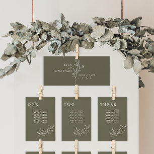 Elegante Minimalistische Olive Seating Chart Heade Menükarte