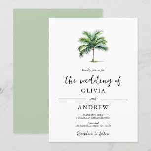 Elegante Minimalistische Palm Tree Wedding Einladung