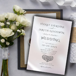 Elegante Minimalistische Perlescent Hochzeit Einla Einladung