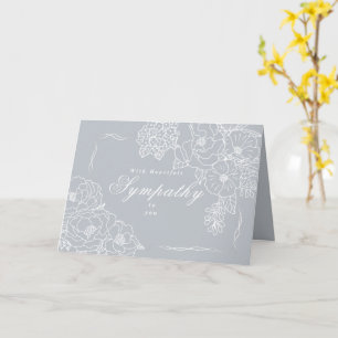Elegante minimalistische Pfingstrosen Beileid Grau Karte