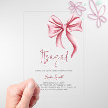 Elegante Minimalistische Pink Bow Girl Babydusche