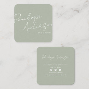 Elegante Minimalistische Pistachio Chic Moderne Quadratische Visitenkarte