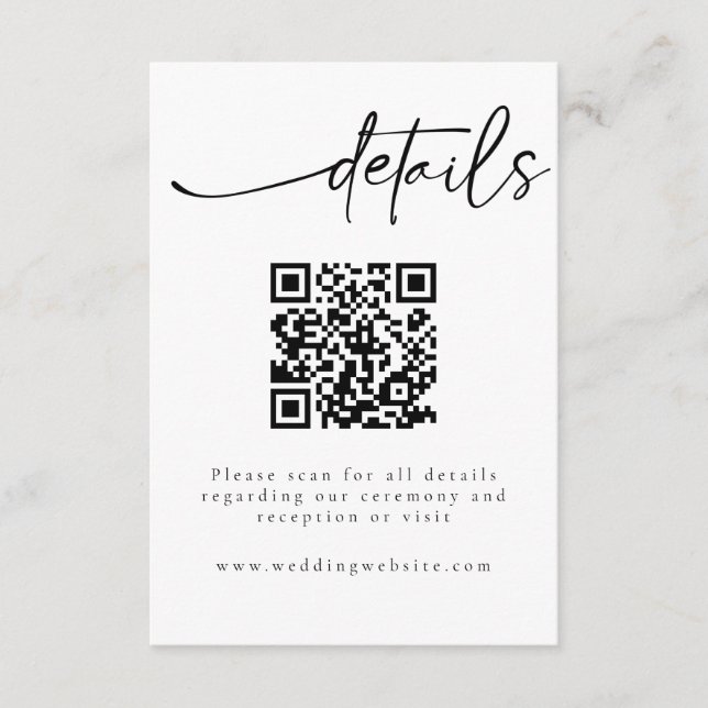 Elegante Minimalistische QR-Code-Detailkarte Begleitkarte (Vorderseite)