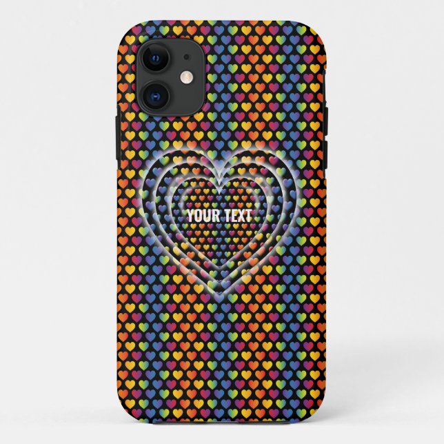 Elegante Minimalistische Rainbow Hearts Case-Mate iPhone Hülle (Rückseite)