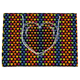 Elegante Minimalistische Rainbow Hearts Große Geschenktüte