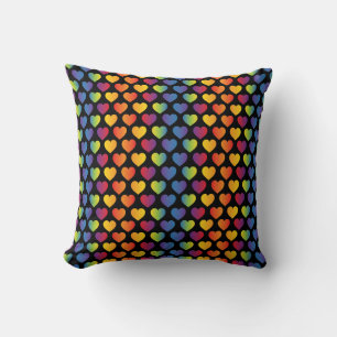 Elegante Minimalistische Rainbow Hearts Kissen