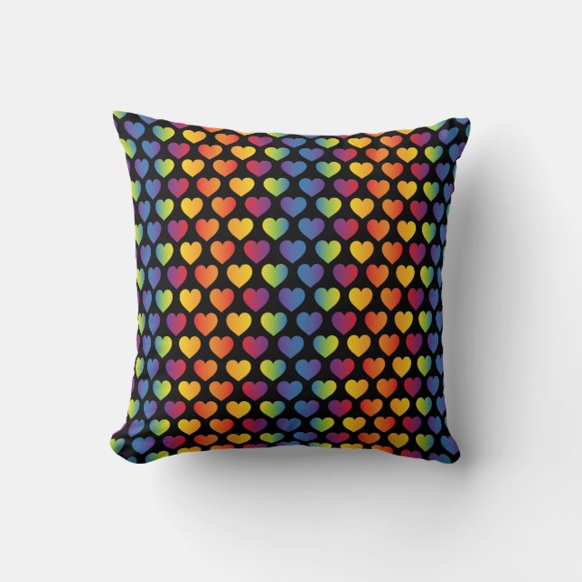 Elegante Minimalistische Rainbow Hearts Kissen (Vorderseite)