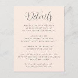 Elegante Minimalistische Rosa Hochzeitsdetails Begleitkarte