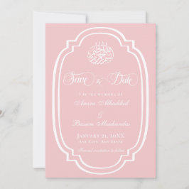 Elegante minimalistische rosa islamische Hochzeit Save The Date