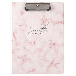 Elegante minimalistische rosa Marmorschrift Handge Klemmbrett