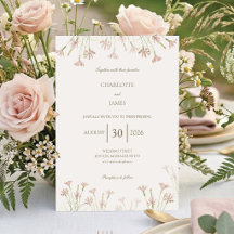Elegante minimalistische rosafarbene Wildblumen-Ho