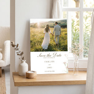 Elegante minimalistische rosafarbene Wildblumen-Ho Save The Date
