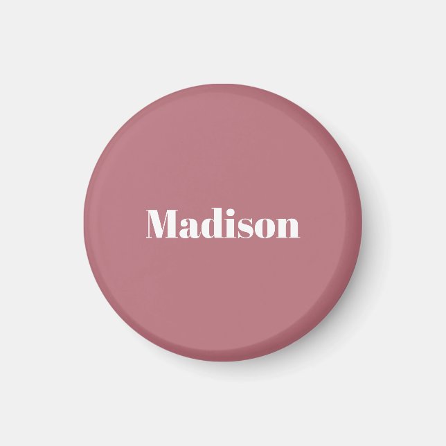 Elegante Minimalistische Rose Gold Weißer Name Magnet (Vorne)