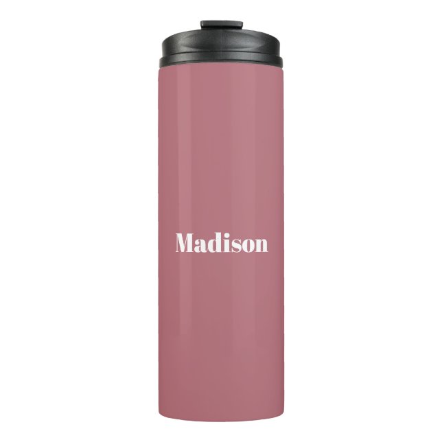 Elegante Minimalistische Rose Gold Weißer Name Thermosbecher (Vorderseite)