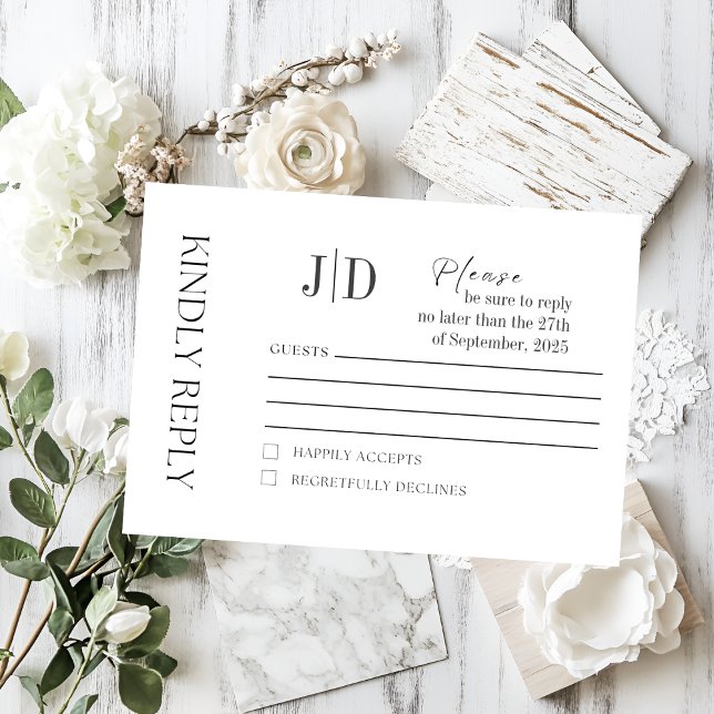 Elegante Minimalistische RSVP-Karte | Modern & sti RSVP Karte (Elegant Minimalist RSVP Card | Modern & Stylish
)