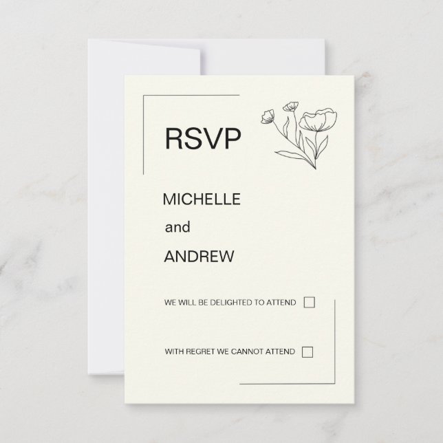 Elegante Minimalistische RSVP-Karte RSVP Karte (Vorderseite)