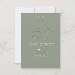 Elegante minimalistische Salbei-Grün-Probeessen   Einladung
