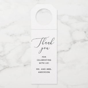 Elegante minimalistische saubere Schrift Hochzeits Flaschenanhänger