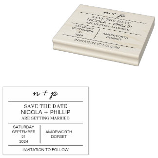 Elegante Minimalistische Save the Date Hochzeits-B Gummistempel