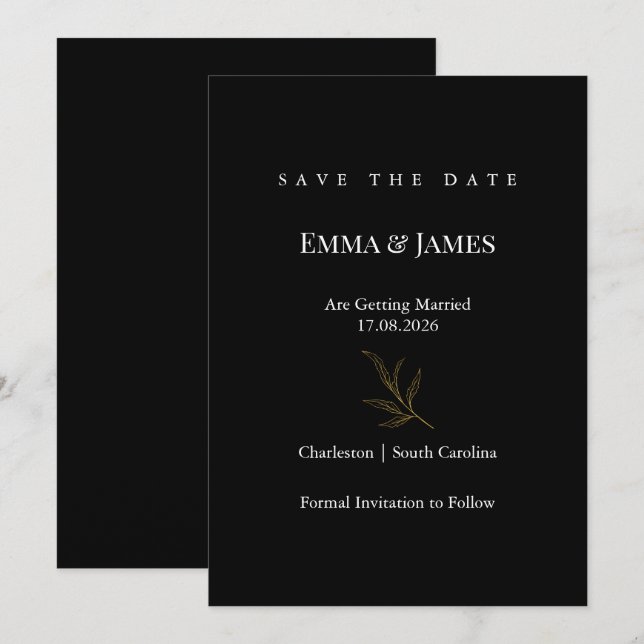 Elegante Minimalistische Save-the-Date-Karte | Mod Save The Date (Vorne/Hinten)