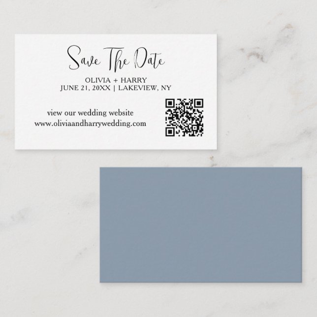 Elegante Minimalistische Save the Date-Karte | QR- Begleitkarte (Vorne/Hinten)