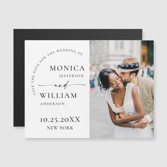Elegante Minimalistische Save the Date Magnetkarte (Vorne/Hinten)