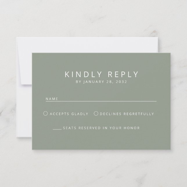 Elegante, minimalistische, schlichte Hochzeit aus  RSVP Karte (Vorderseite)
