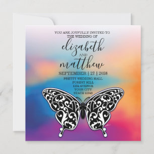 Elegante minimalistische Schmetterling- und Sonnen Einladung